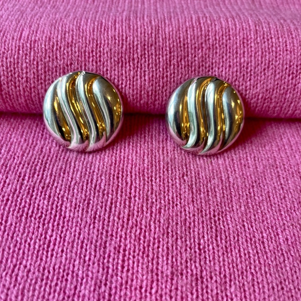 Fortunoff 925 Sterling Silver  Disc  Earrings - Picture 4 of 16